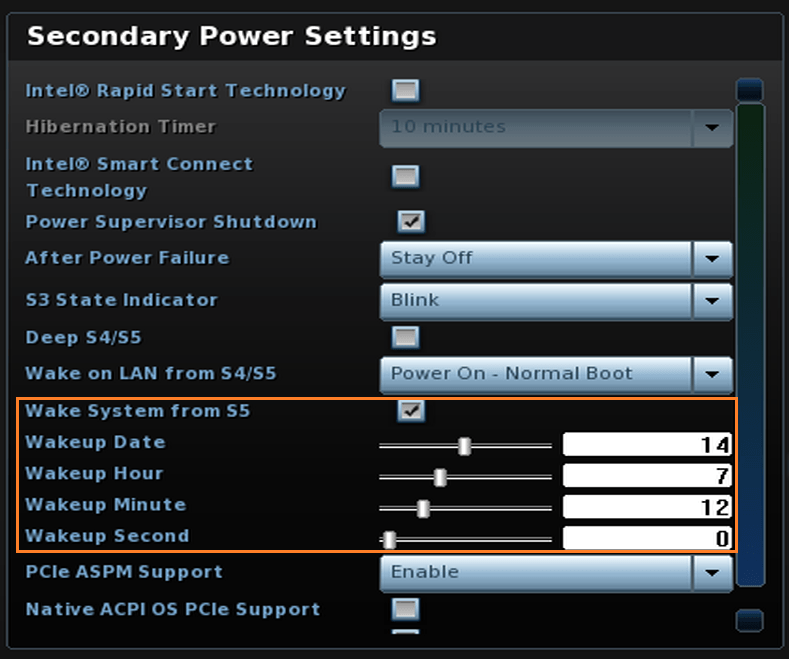 Intel wake from S5